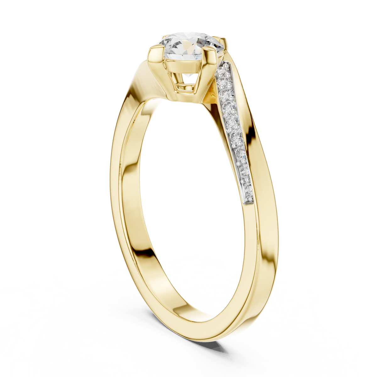 0.50 Ct Round Cut Solitaire Swirl Pave Lab Grown Diamond Ring