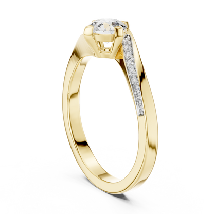 0.50 Ct Round Cut Solitaire Swirl Pave Lab Grown Diamond Ring