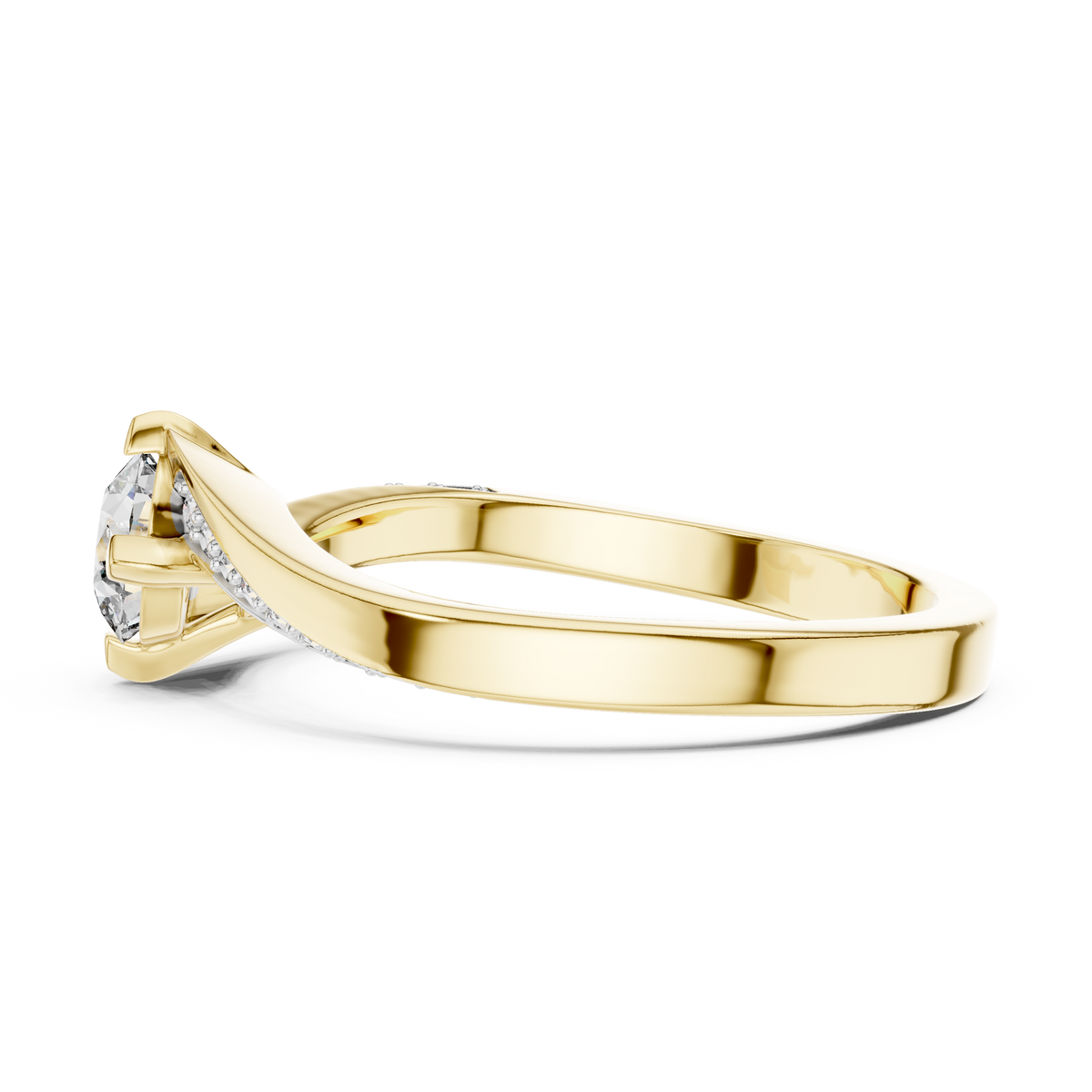 0.50 Ct Round Cut Solitaire Swirl Pave Lab Grown Diamond Ring