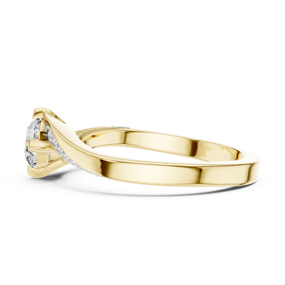 0.50 Ct Round Cut Solitaire Swirl Pave Lab Grown Diamond Ring