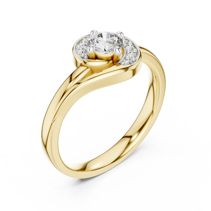 0.30 Ct Round Cut Swirl Halo Solitaire Lab Grown Diamond Ring
