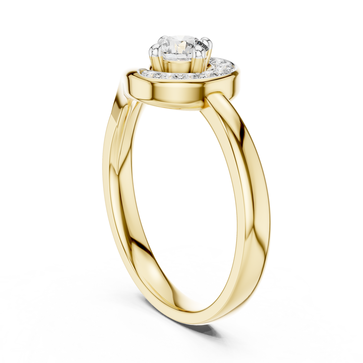 0.30 Ct Round Cut Swirl Halo Solitaire Lab Grown Diamond Ring