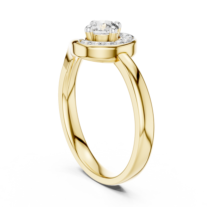 0.30 Ct Round Cut Swirl Halo Solitaire Lab Grown Diamond Ring