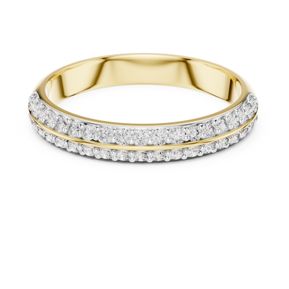 Double Row Pave Set Round Cut Partition Lab Grown Diamond Ring
