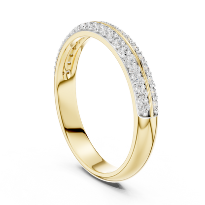 Double Row Pave Set Round Cut Partition Lab Grown Diamond Ring