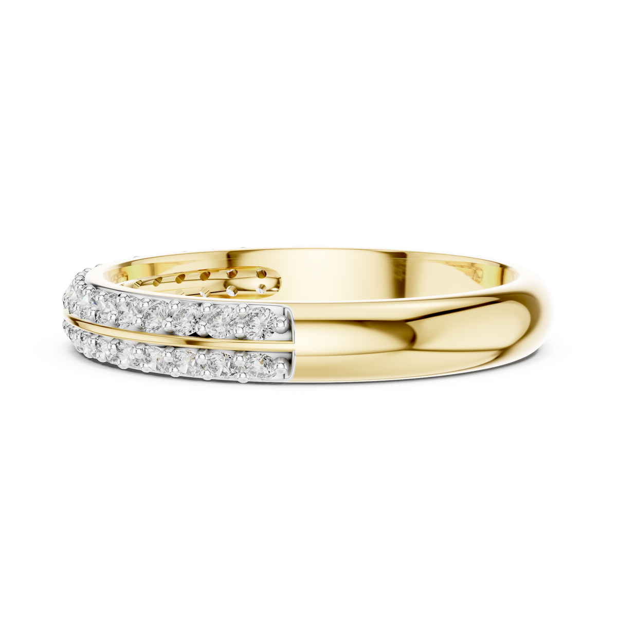 Double Row Pave Set Round Cut Partition Lab Grown Diamond Ring