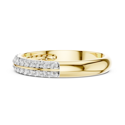 Double Row Pave Set Round Cut Partition Lab Grown Diamond Ring