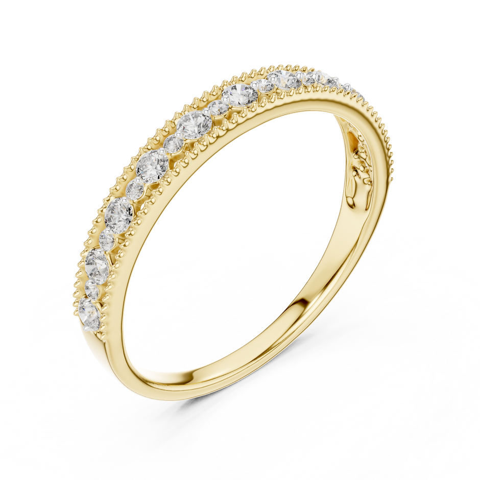 Milgrain Alternating Band Lab Grown Diamond Ring