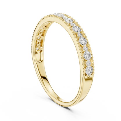 Milgrain Alternating Band Lab Grown Diamond Ring