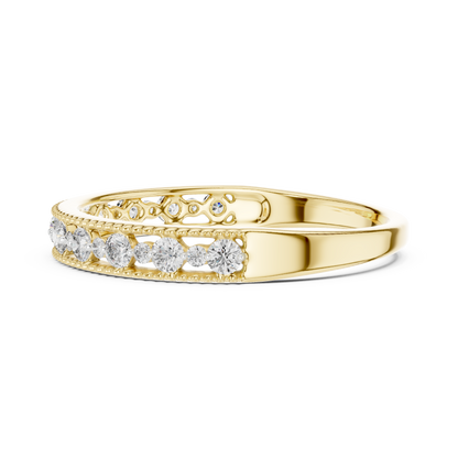 Milgrain Alternating Band Lab Grown Diamond Ring