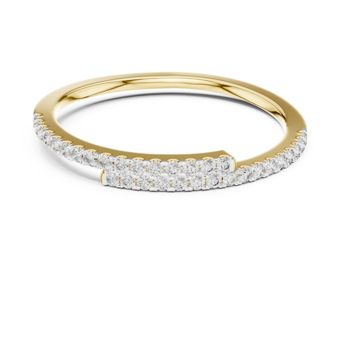 Overlapping Dual Row Pave Set Lab Grown Diamond Ring