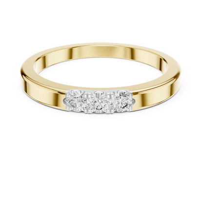 Three Stone Flush Set Lab Grown Diamond Ring