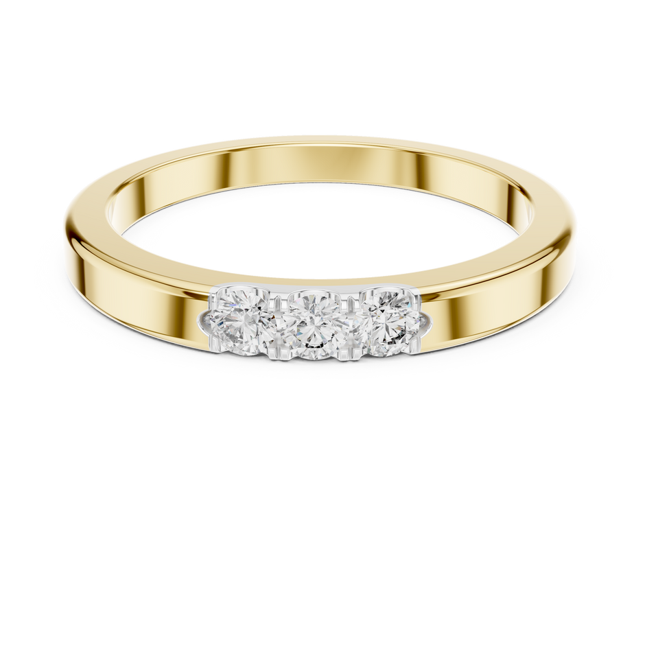 Three Stone Flush Set Lab Grown Diamond Ring