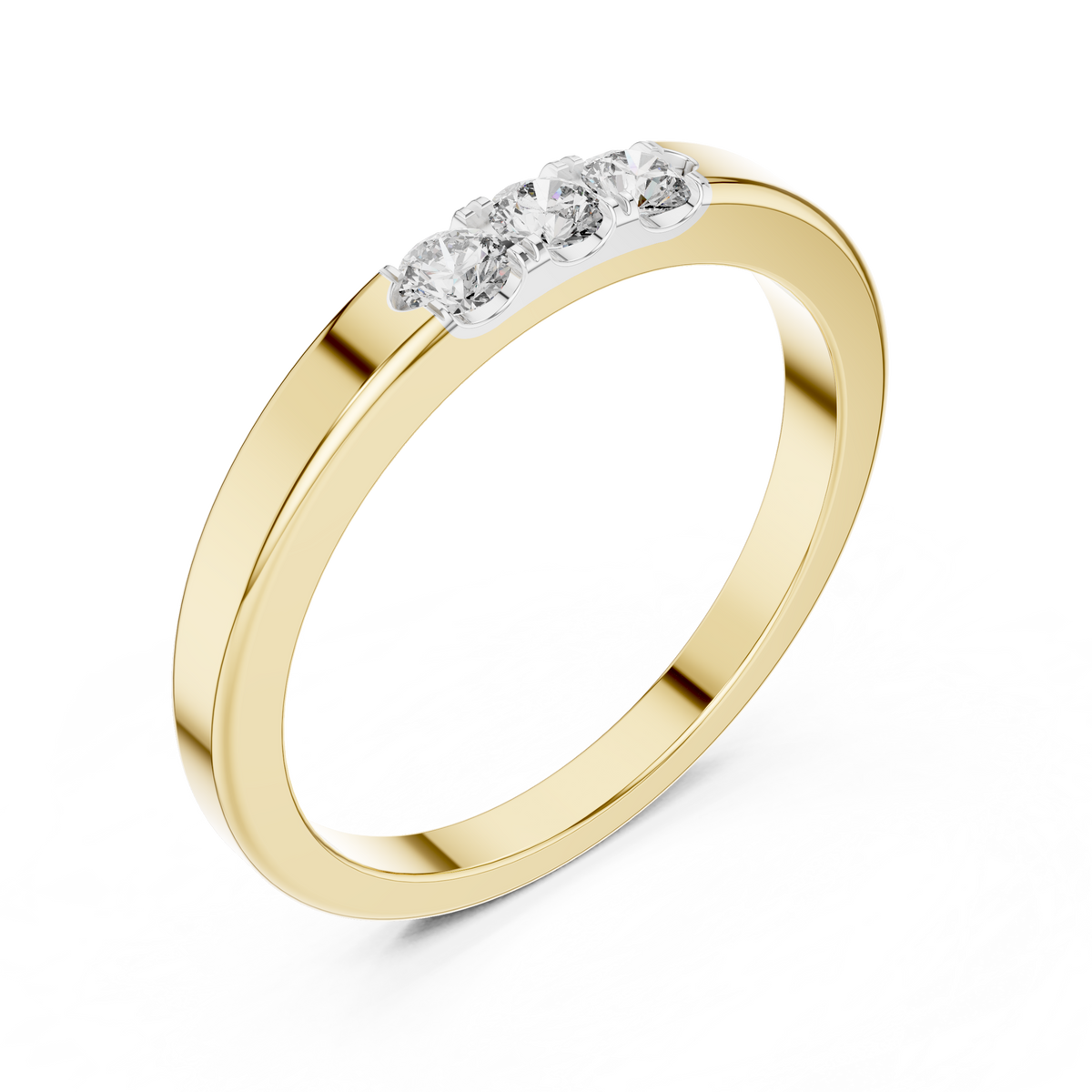 Three Stone Flush Set Lab Grown Diamond Ring