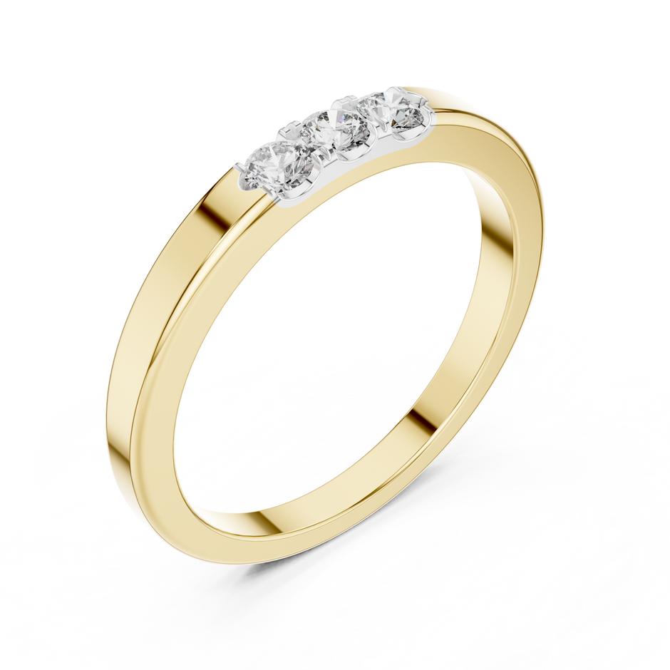 Three Stone Flush Set Lab Grown Diamond Ring