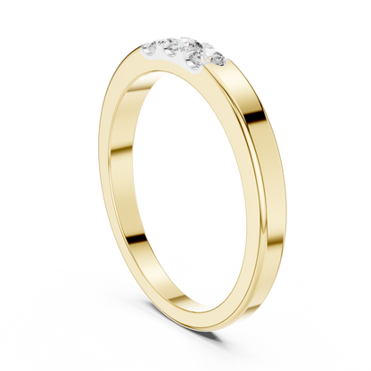 Three Stone Flush Set Lab Grown Diamond Ring