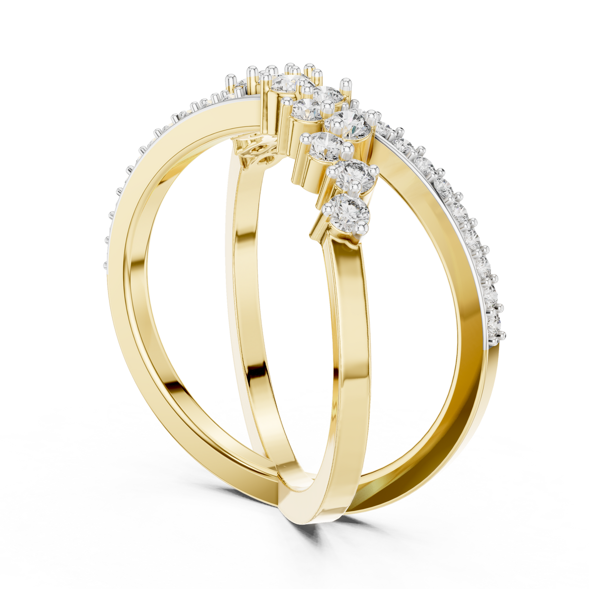 Crossover Multi-Row Lab Grown Diamond Ring