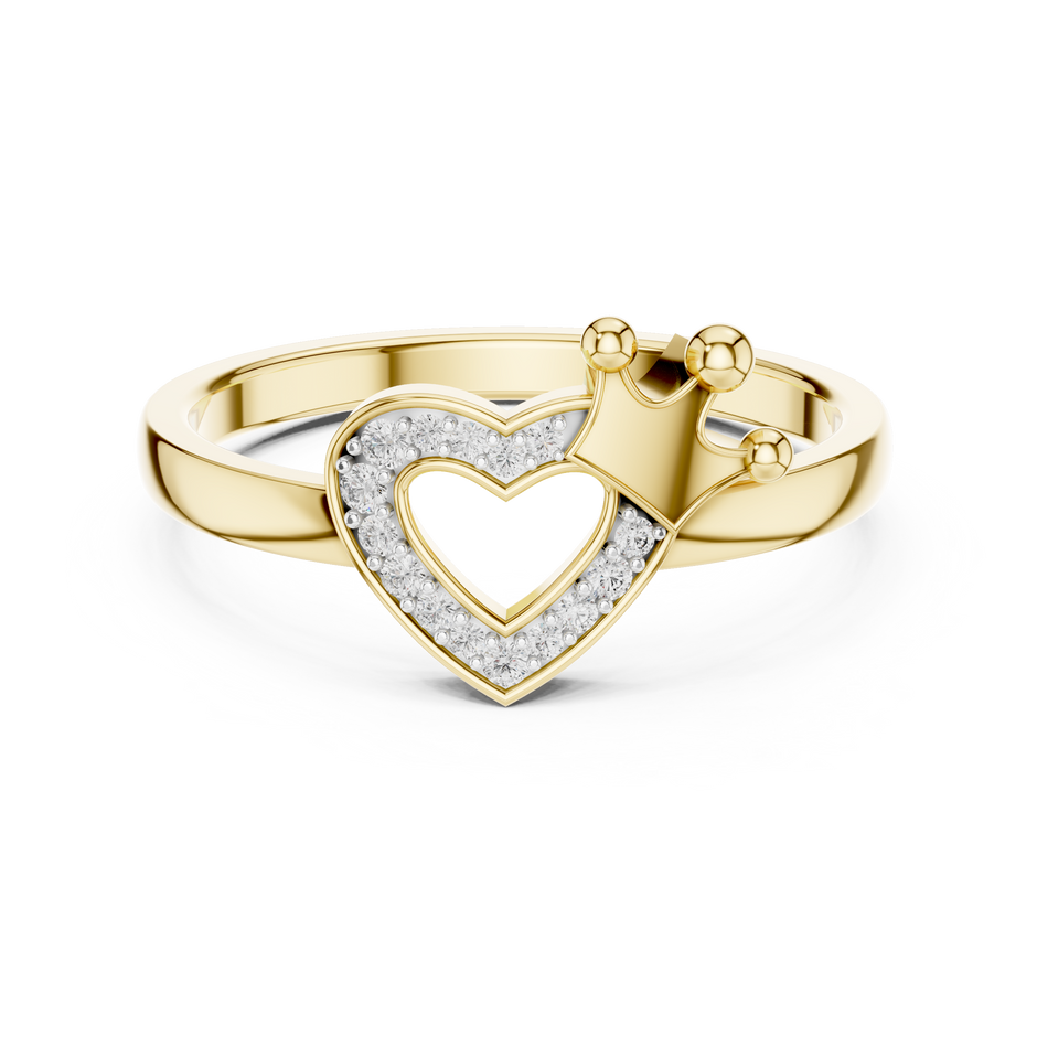 Crown Heart Pave Lab Grown Diamond Ring