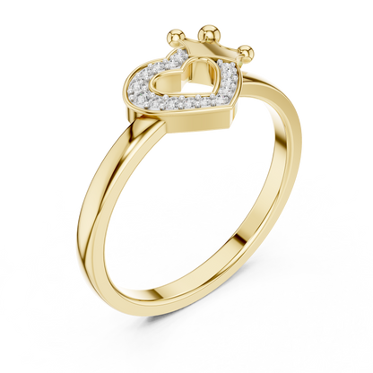 Crown Heart Pave Lab Grown Diamond Ring