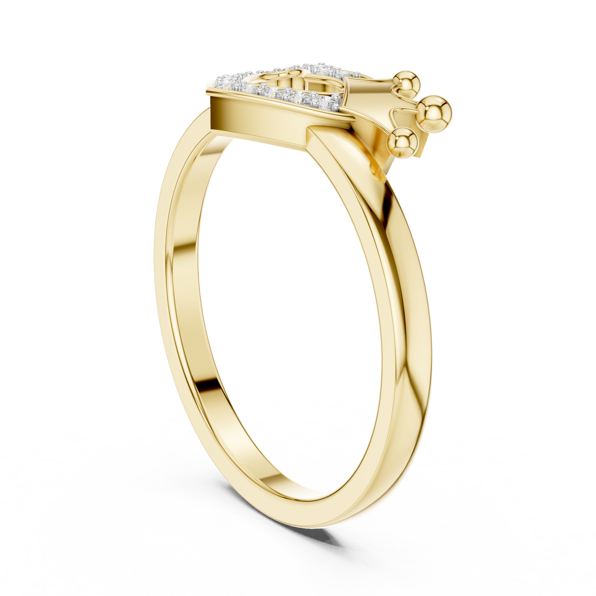 Crown Heart Pave Lab Grown Diamond Ring