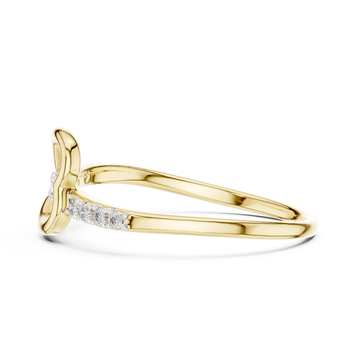 Sleek Open Heart Channel Set Lab Grown Diamond Ring