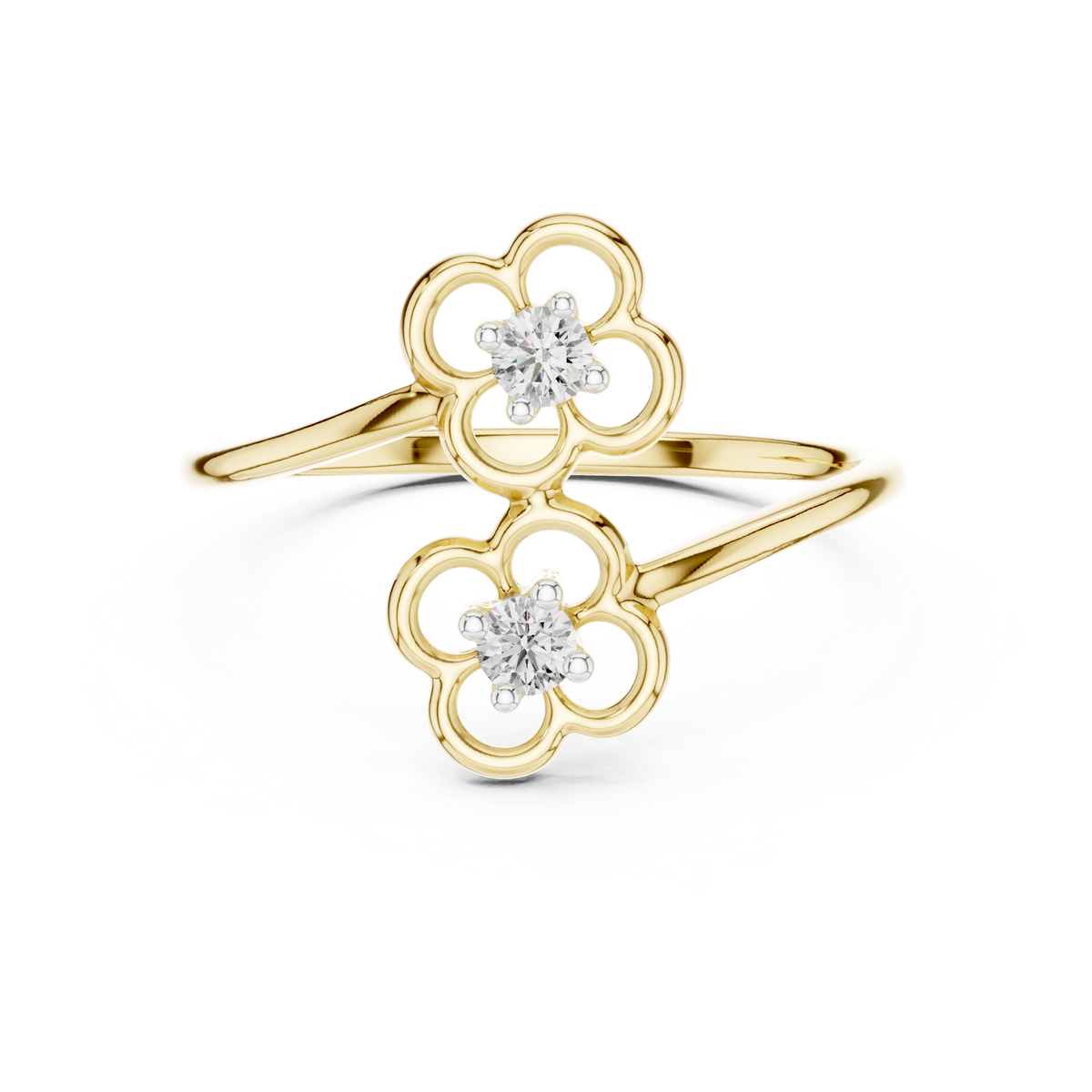 Bypass Floral Two Stone Lab Grown Diamond Ring