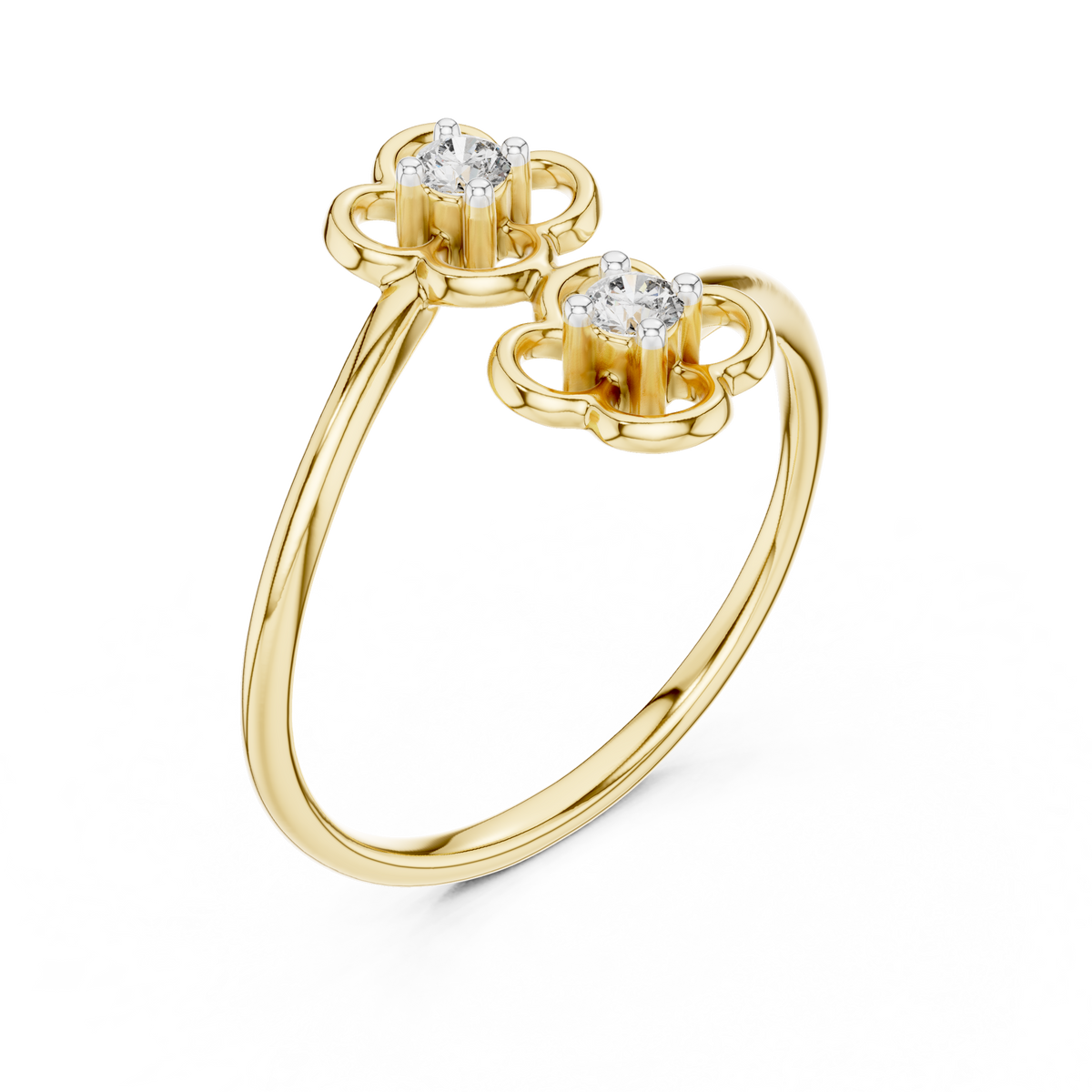 Bypass Floral Two Stone Lab Grown Diamond Ring