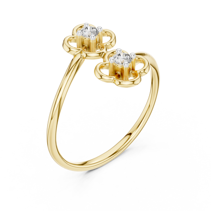 Bypass Floral Two Stone Lab Grown Diamond Ring