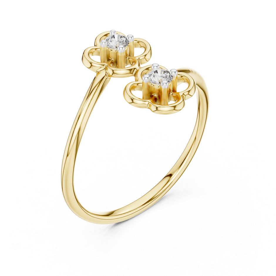 Bypass Floral Two Stone Lab Grown Diamond Ring
