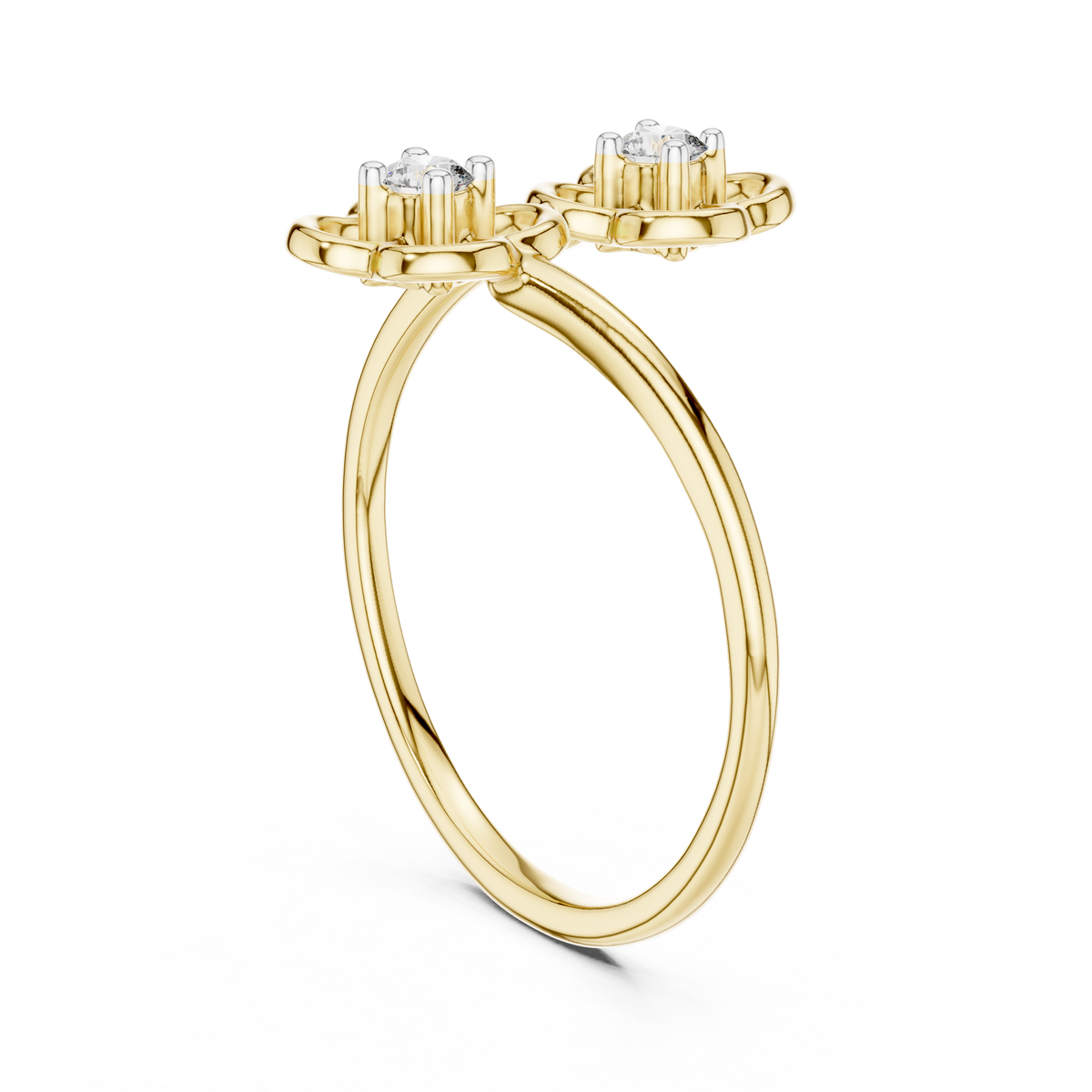 Bypass Floral Two Stone Lab Grown Diamond Ring