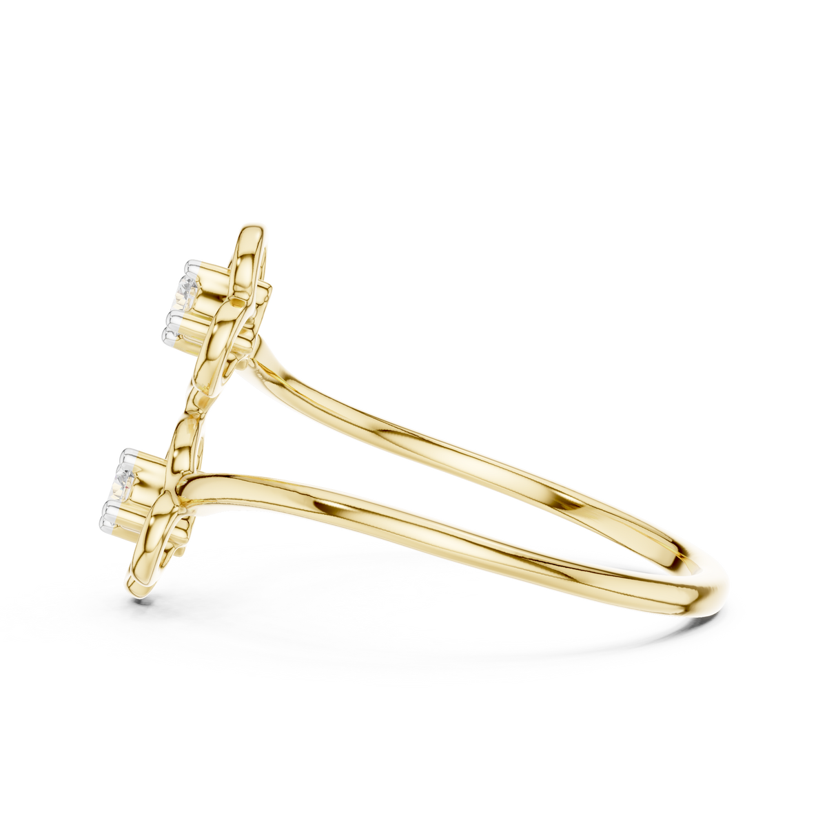 Bypass Floral Two Stone Lab Grown Diamond Ring