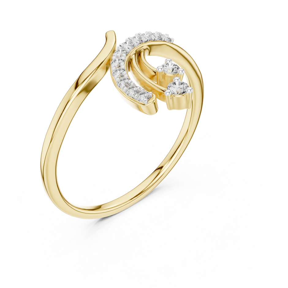 Swirl Asymmetric Pave Lab Grown Diamond Ring