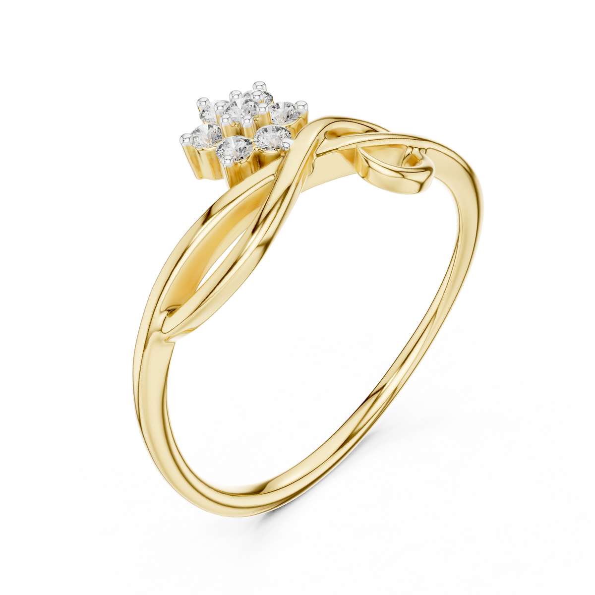 Swirl Cluster Floral Lab Grown Diamond Ring