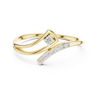 Bypass Asymmetric Pave Set Lab Grown Diamond Ring