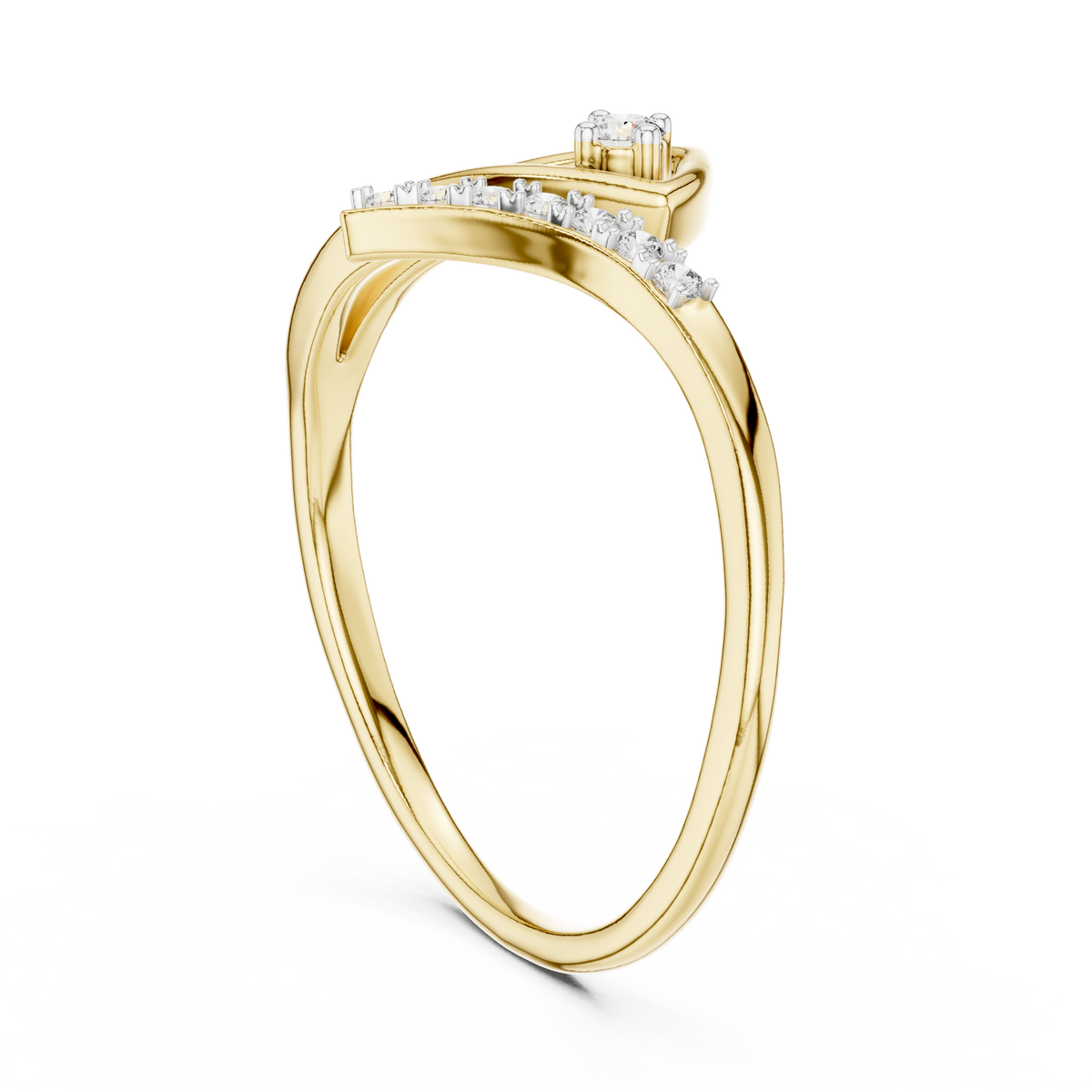 Bypass Asymmetric Pave Set Lab Grown Diamond Ring