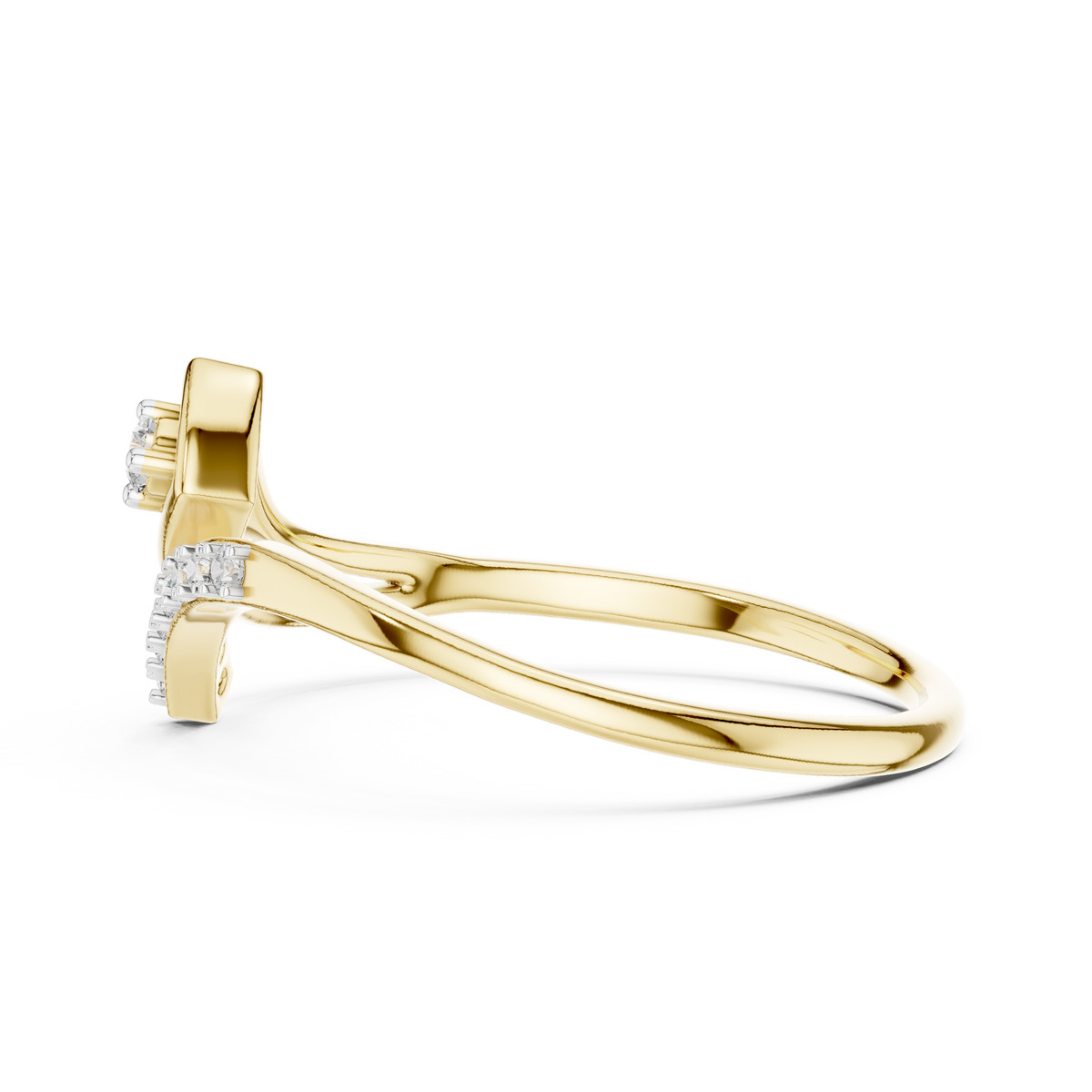 Bypass Asymmetric Pave Set Lab Grown Diamond Ring