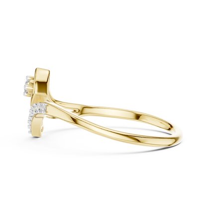 Bypass Asymmetric Pave Set Lab Grown Diamond Ring