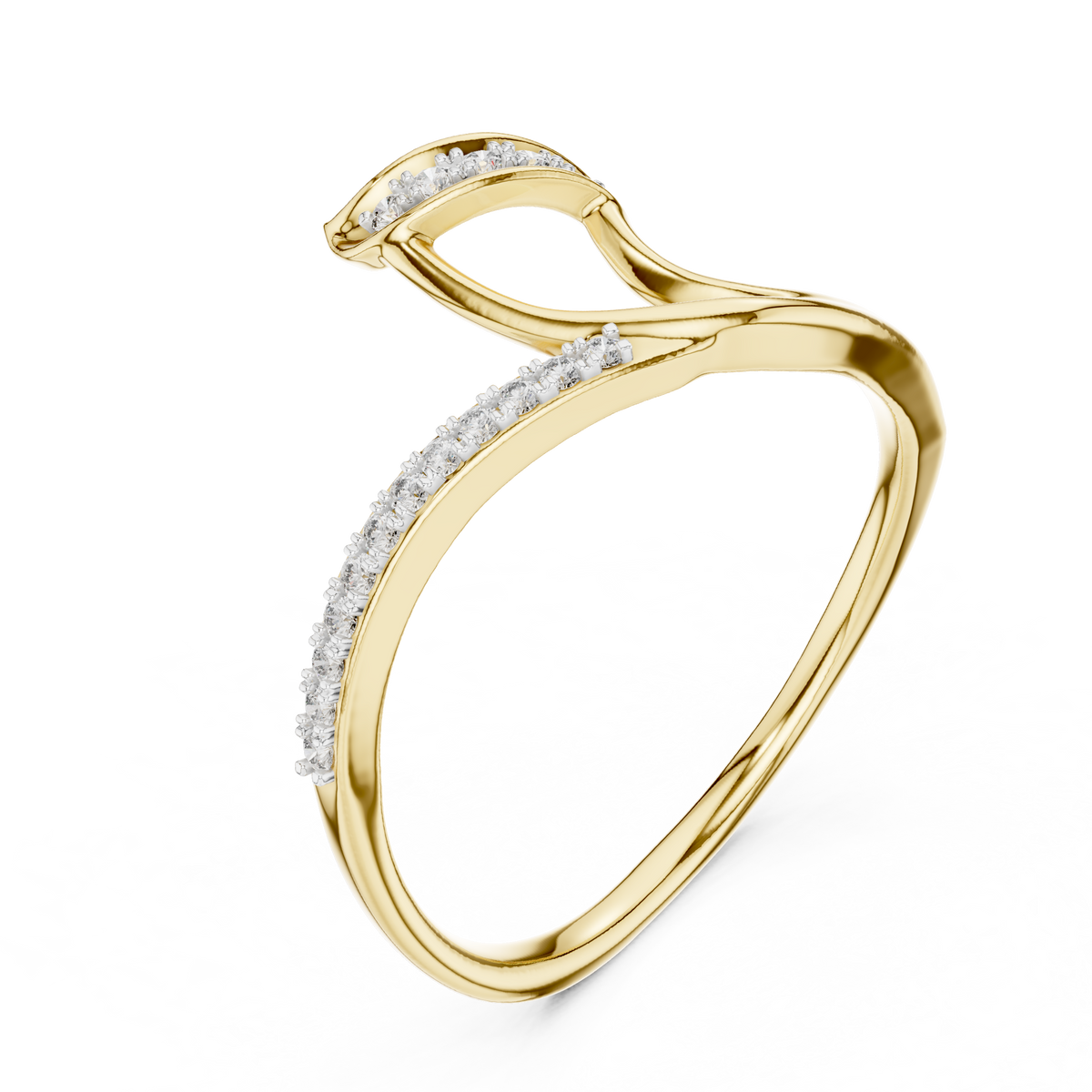 Abstract Open Sweep Pave Lab Grown Diamond Ring