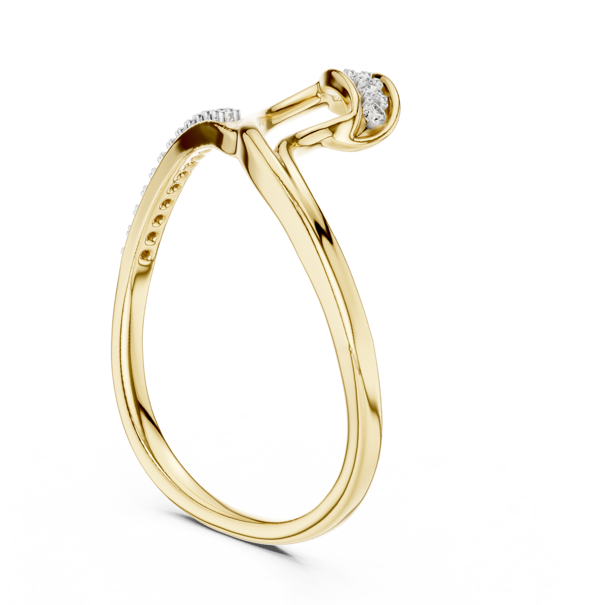 Abstract Open Sweep Pave Lab Grown Diamond Ring