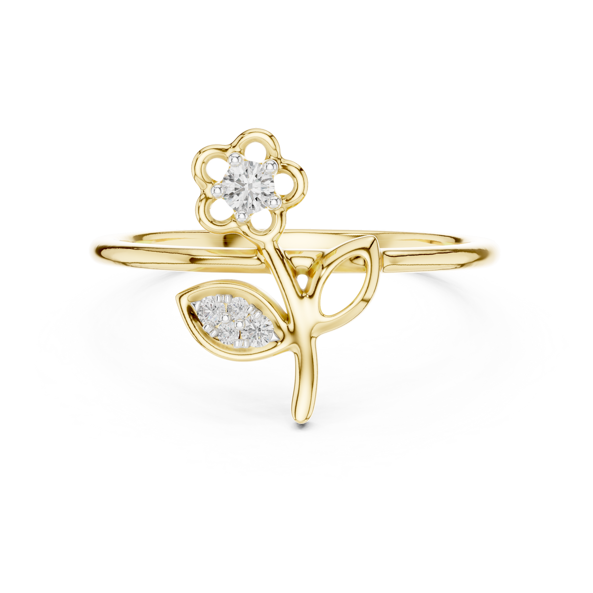 Botanical Blossom Leaf Pave Set Lab Grown Diamond Ring