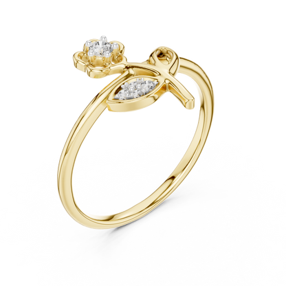 Botanical Blossom Leaf Pave Set Lab Grown Diamond Ring
