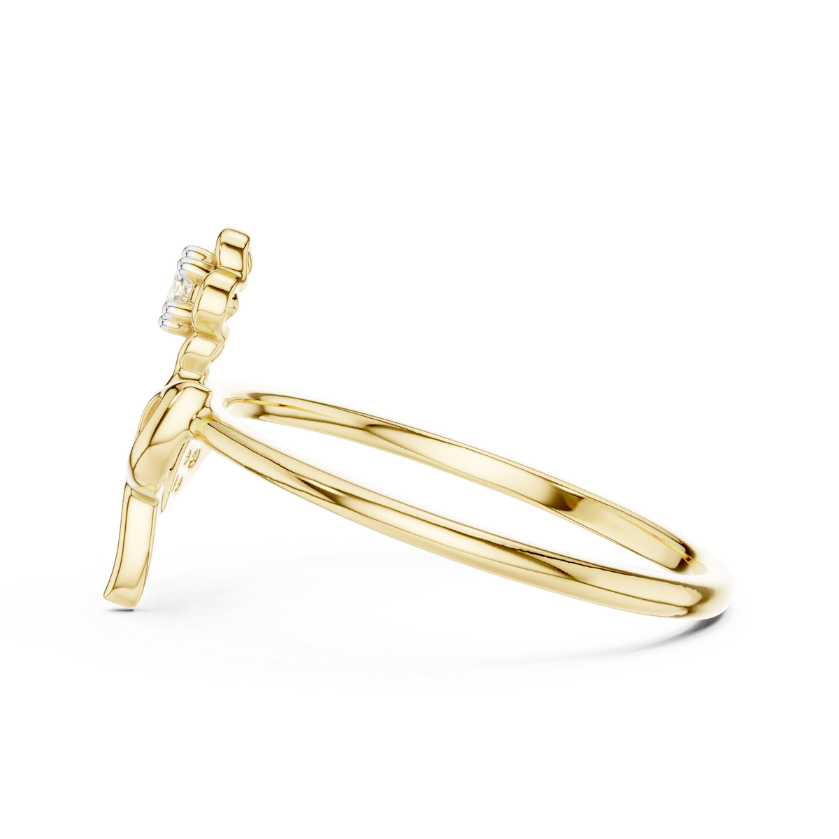 Botanical Blossom Leaf Pave Set Lab Grown Diamond Ring