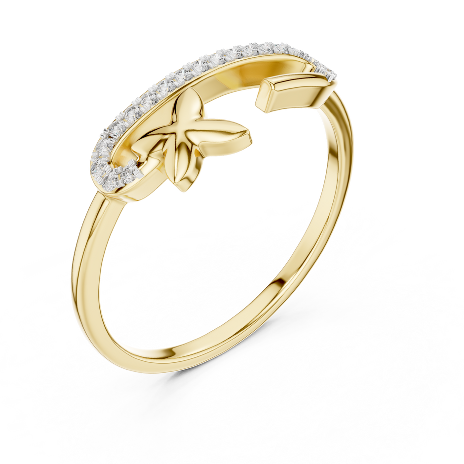 Open Butterfly Pave Set Lab Grown Diamond Ring