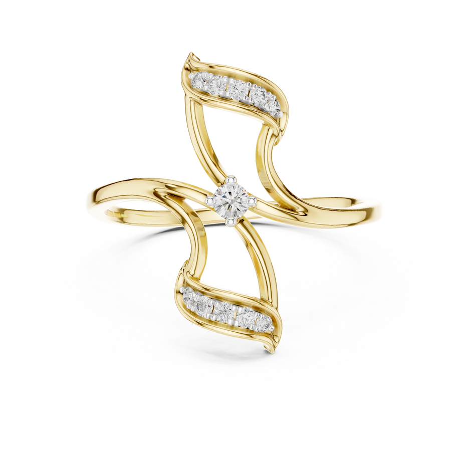 Swirl Asymmetric Pave Set Lab Grown Diamond Ring