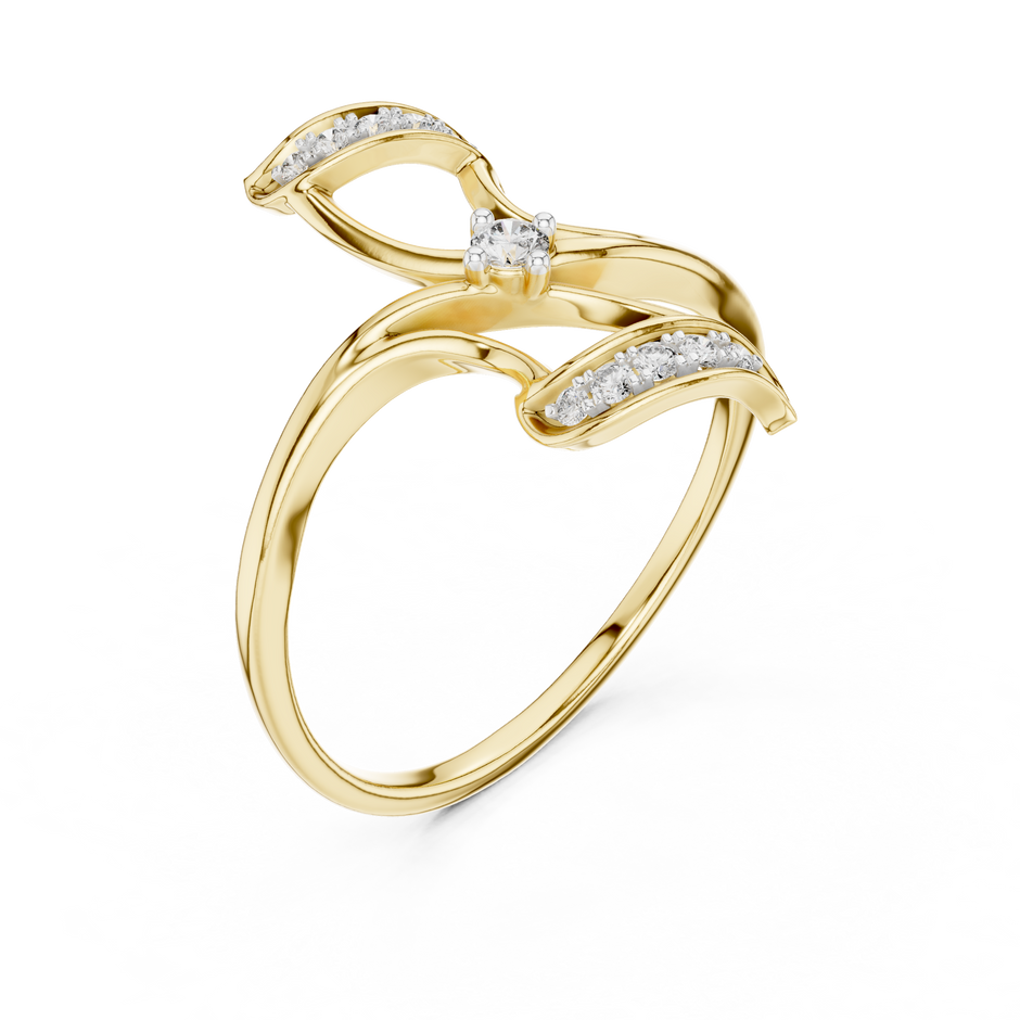 Swirl Asymmetric Pave Set Lab Grown Diamond Ring