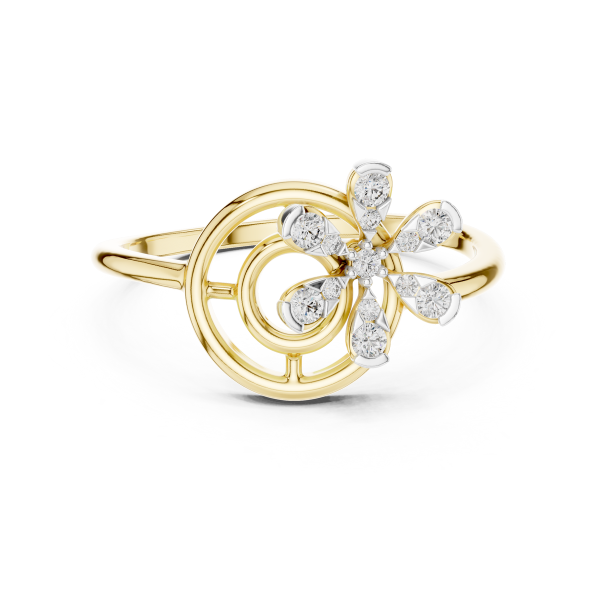 Concentric Floral Motif Lab Grown Diamond Ring