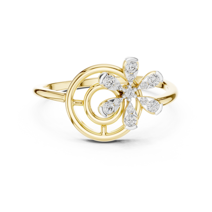 Concentric Floral Motif Lab Grown Diamond Ring