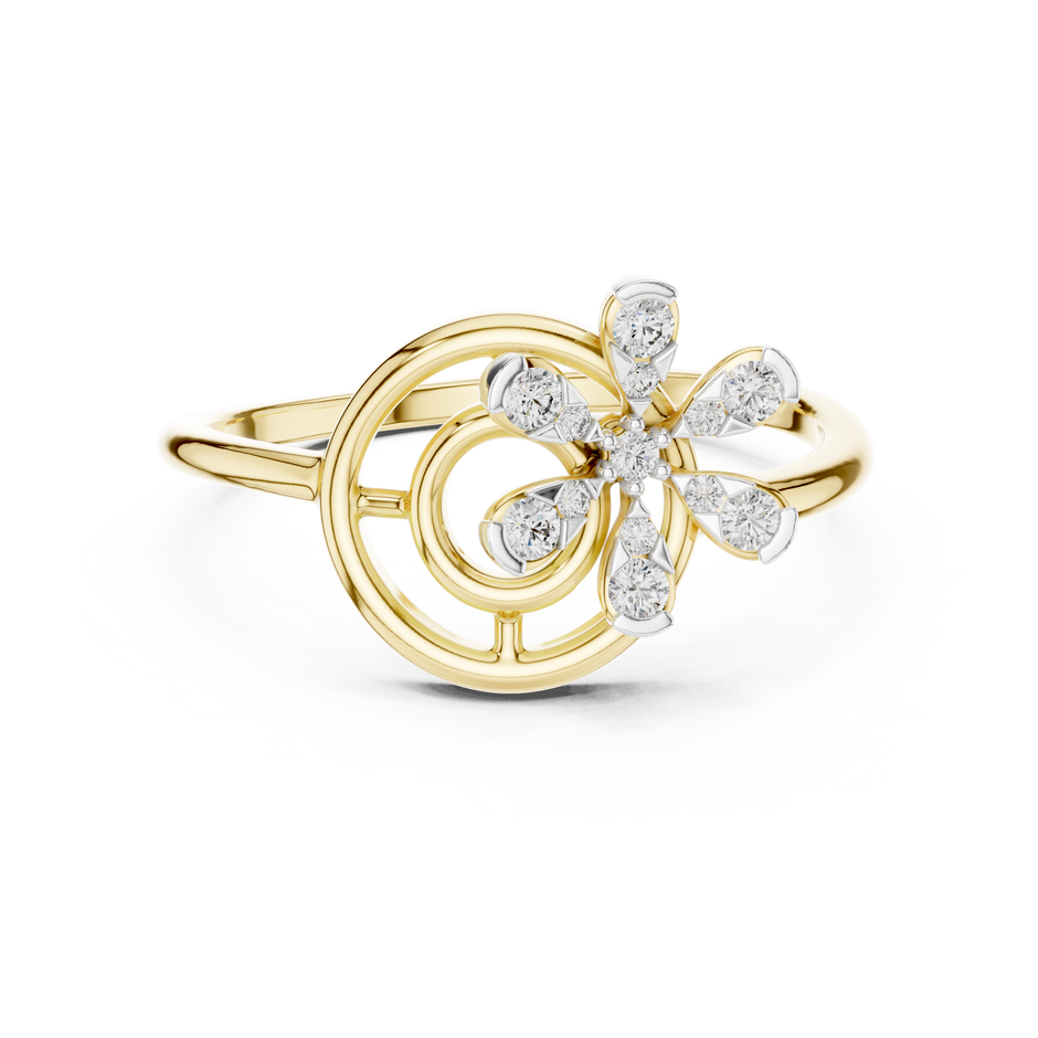 Concentric Floral Motif Lab Grown Diamond Ring