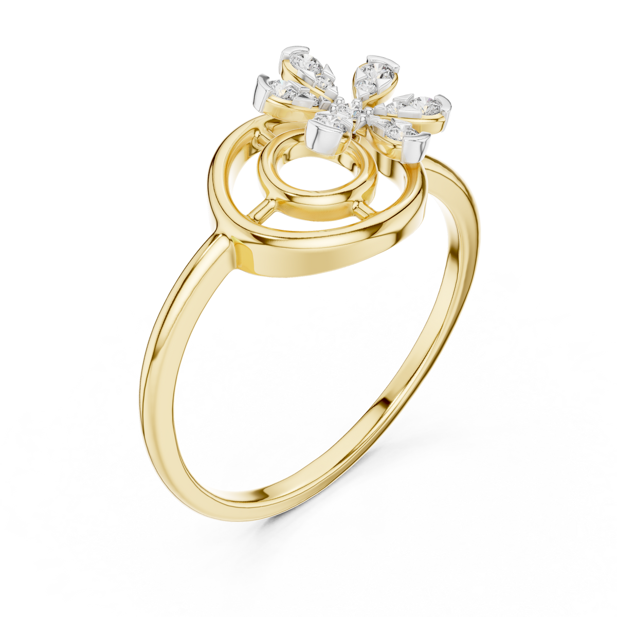 Concentric Floral Motif Lab Grown Diamond Ring