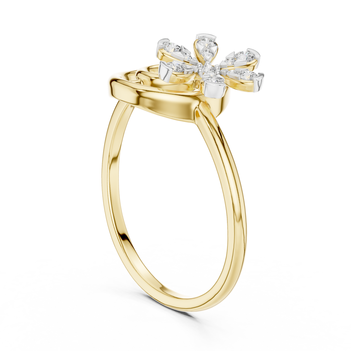 Concentric Floral Motif Lab Grown Diamond Ring